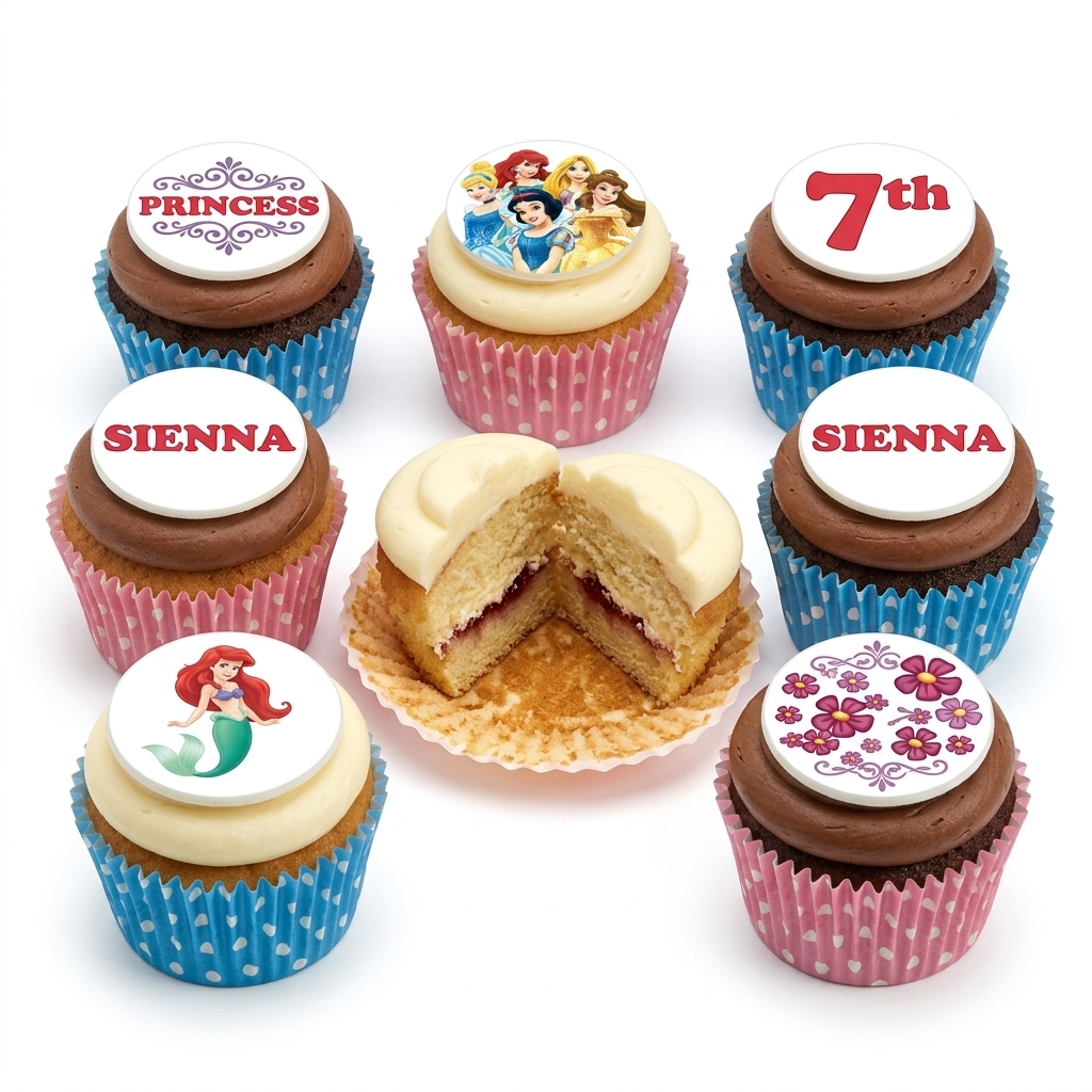 Disney Princess Birthday Cupcakes - Custom Age & Name