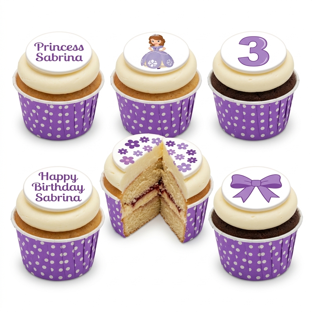Sofia the First Princess Birthday Cupcakes
