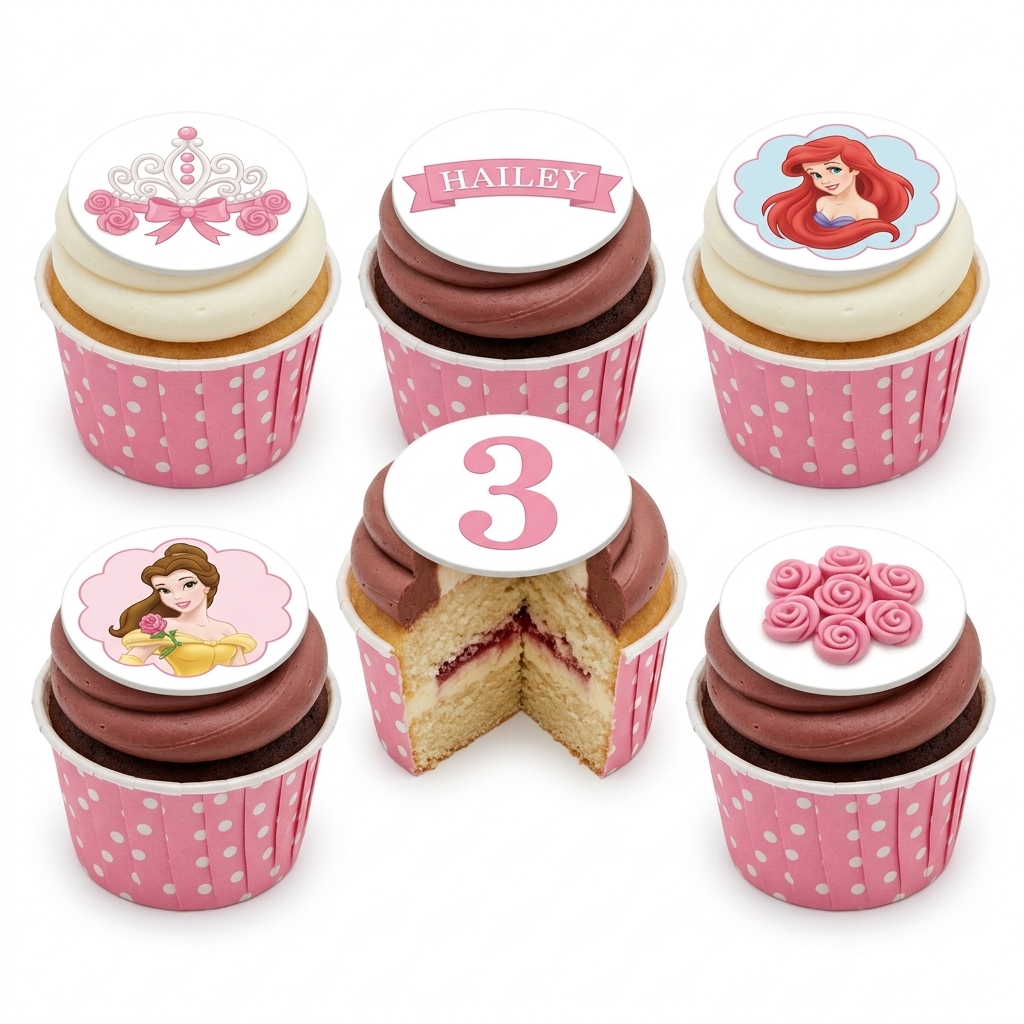 Enchanted Princess Birthday Cupcakes with Custom Toppers