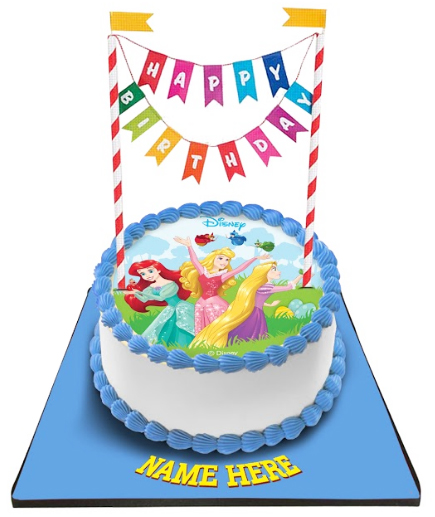 Disney Princess Cake with Happy Birthday Bunting