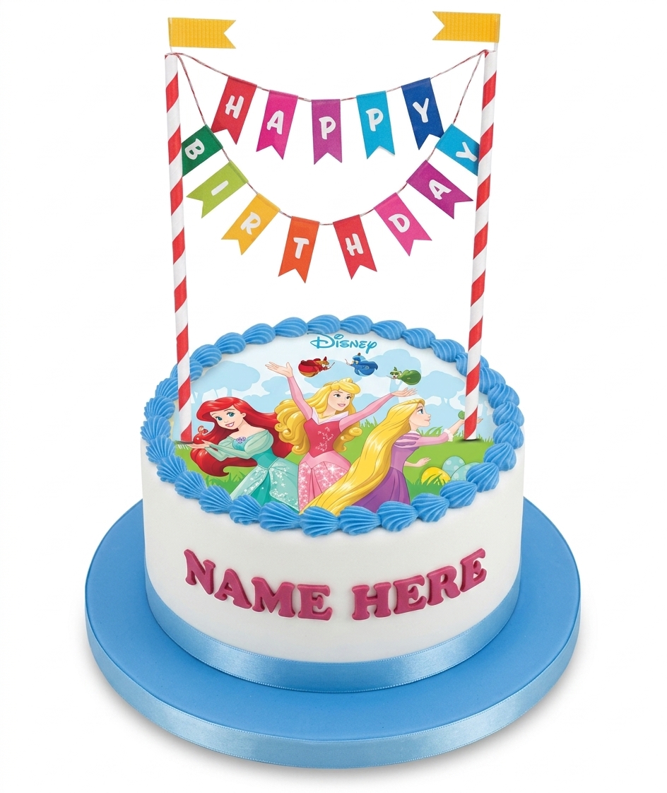 Disney Princess Birthday Cake with Personalised Name
