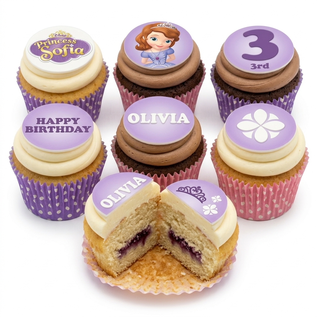 Princess Sofia Birthday Cupcakes for Girls