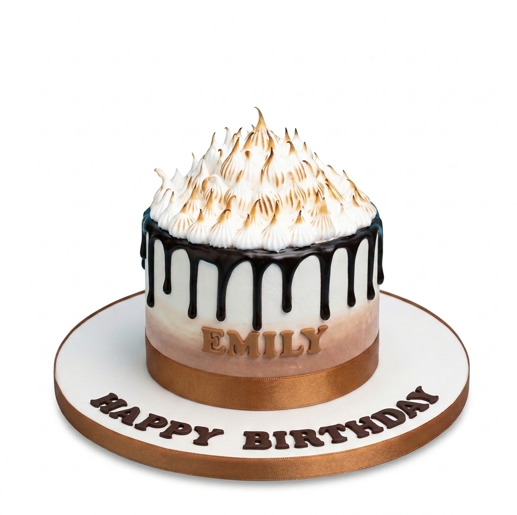 Elegant Meringue Drip Birthday Cake