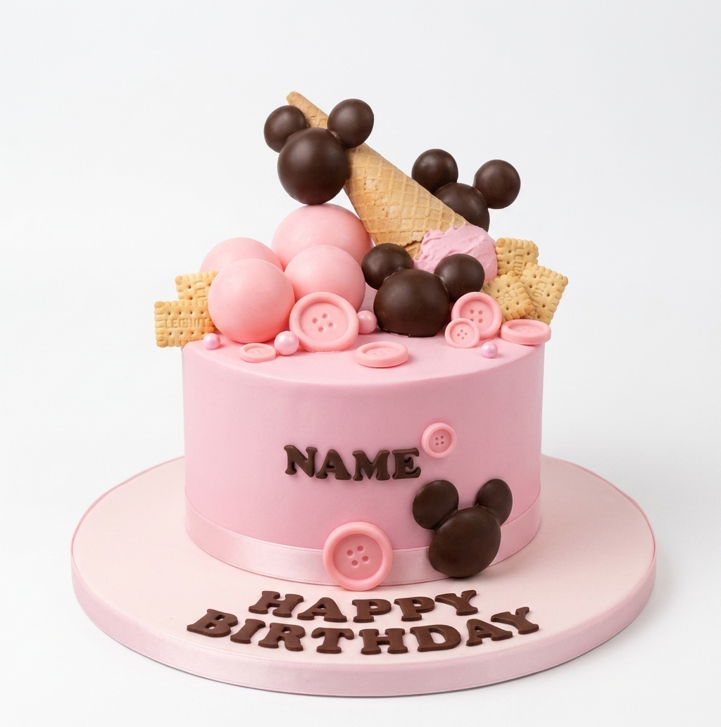 Pink Mickey Mouse Birthday Cake