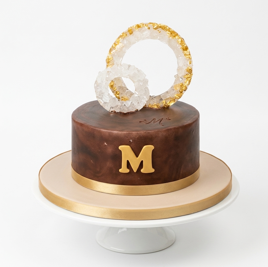Elegant Gold Birthday Cake with Custom Initial