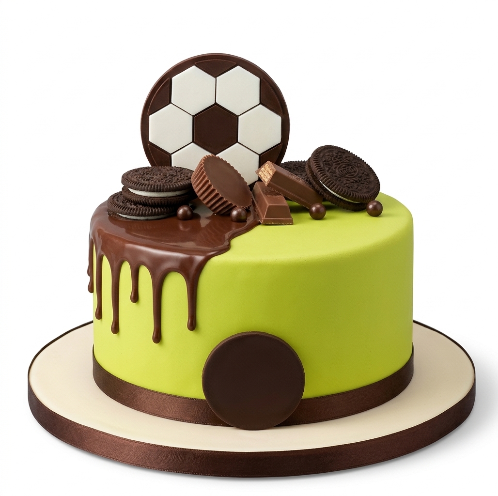 Football Birthday Cake with Chocolate Drip & Sweets