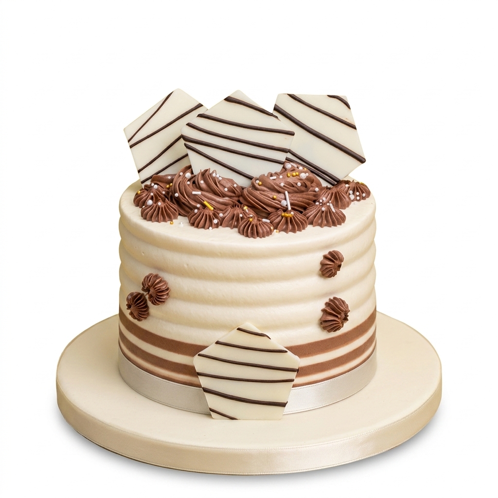Elegant Chocolate Stripe Birthday Cake