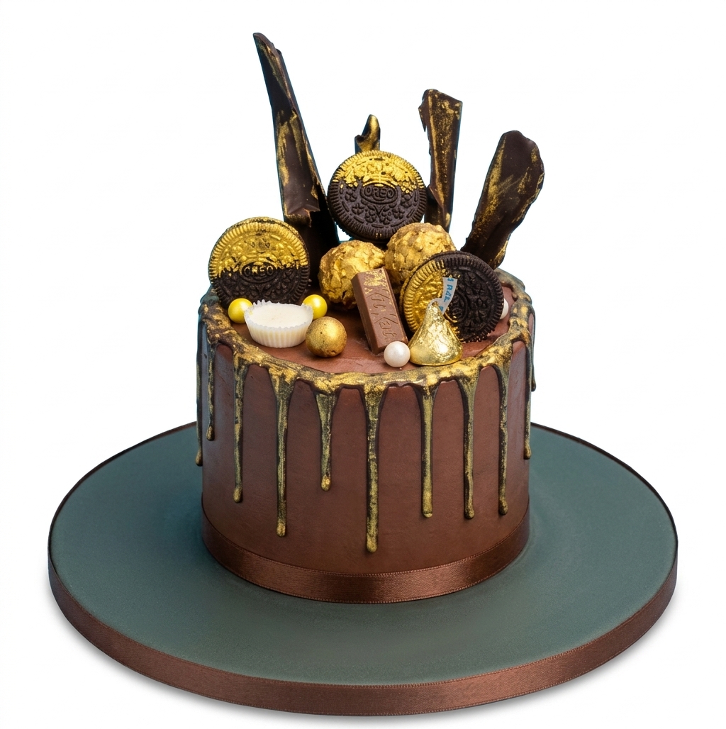 Gold Drip Chocolate Birthday Cake