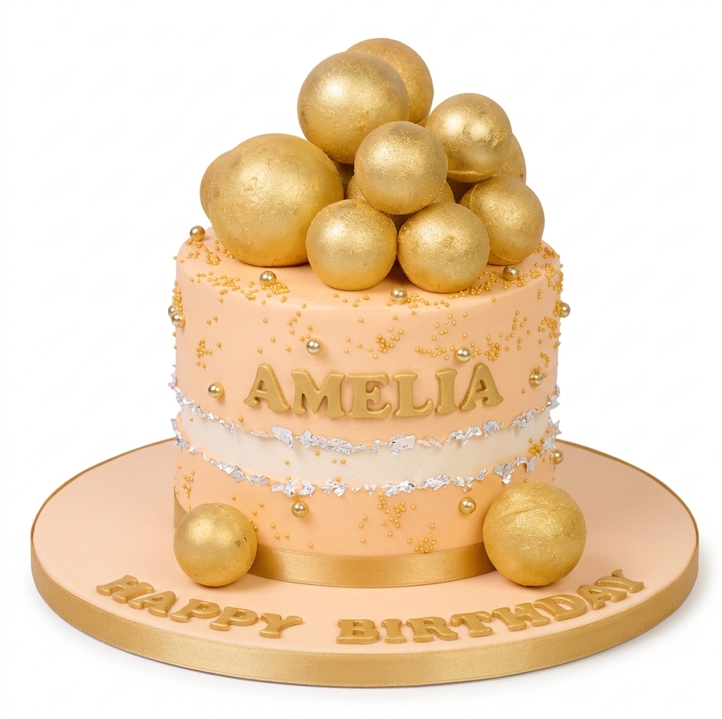 Elegant Gold Sphere Birthday Cake