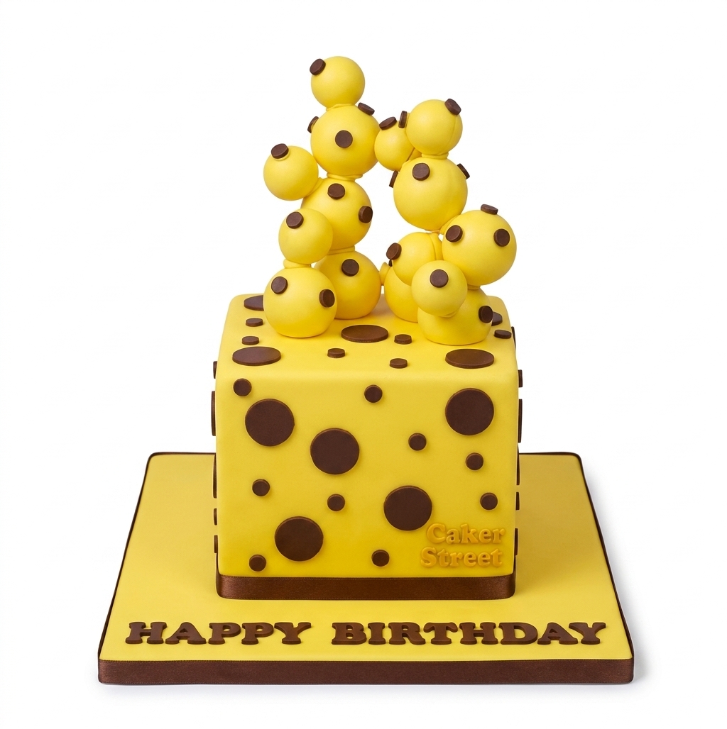 Yellow Bubble & Polka Dot Birthday Cake