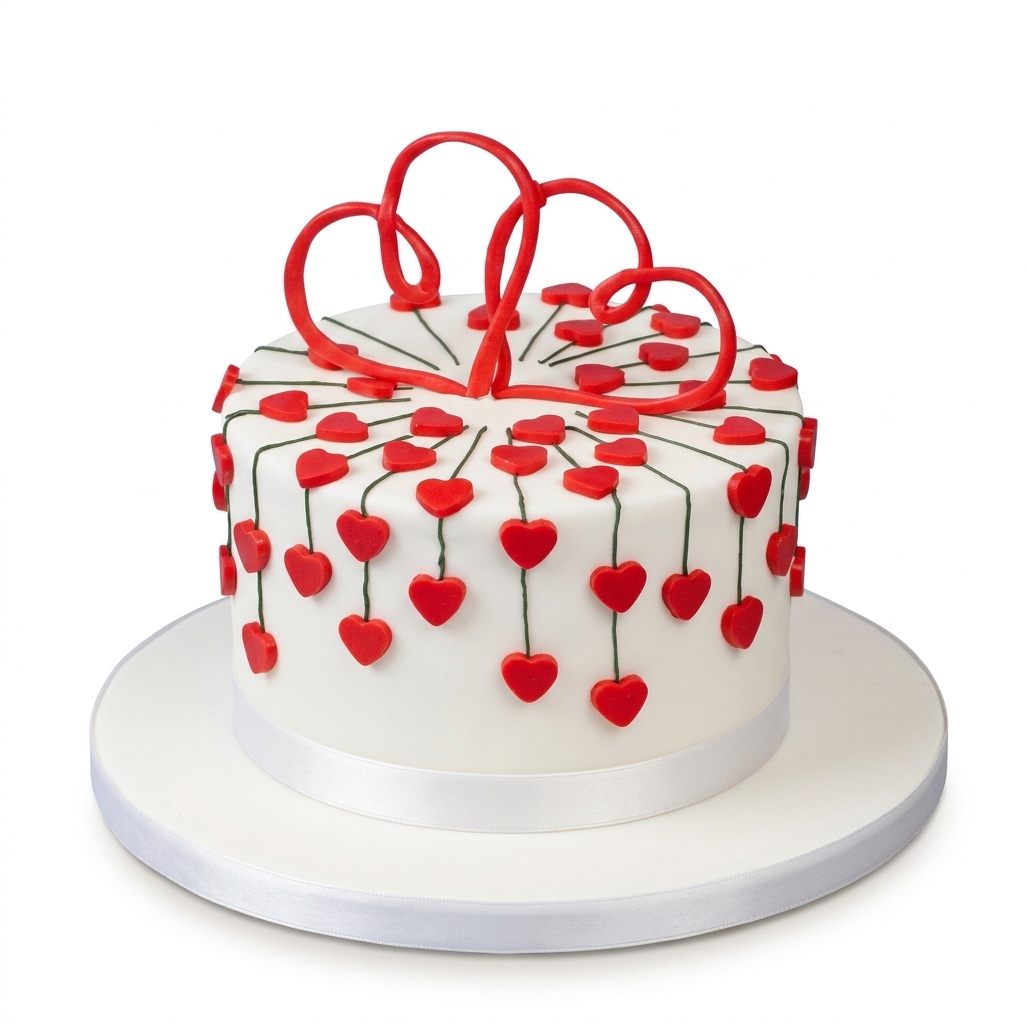 Red Heart Love Birthday Cake