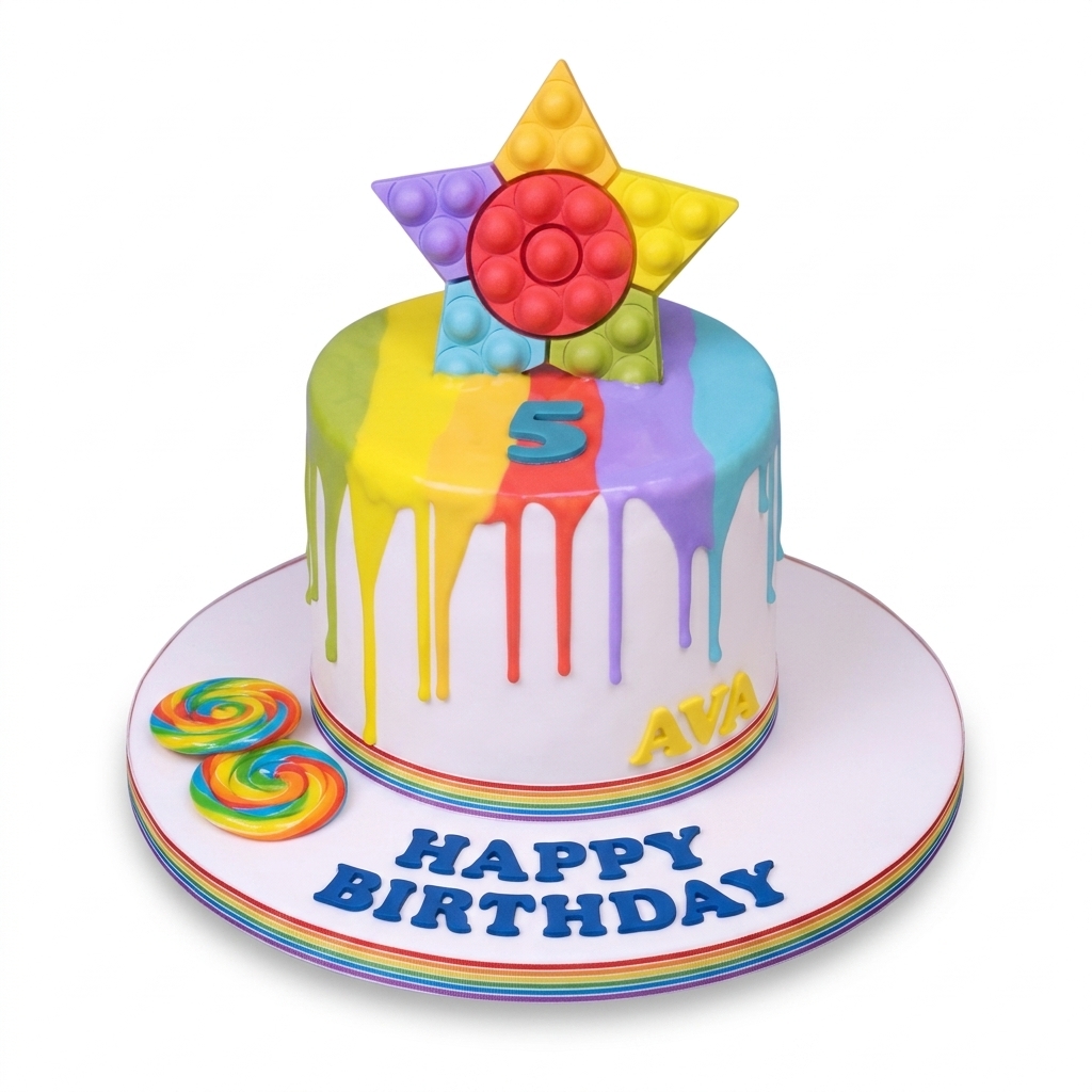 Pop It Rainbow Drip Kids Birthday Cake