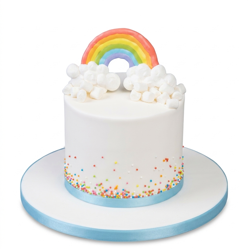 Rainbow & Clouds Birthday Cake