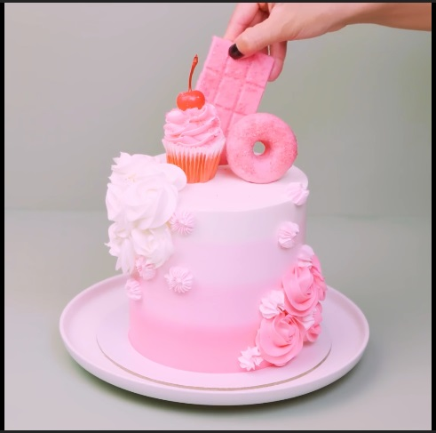 Cherry On The Pink Cake - DIY Cake