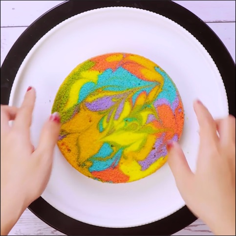 The Rainbow Marble Surprise  - DIY Cake