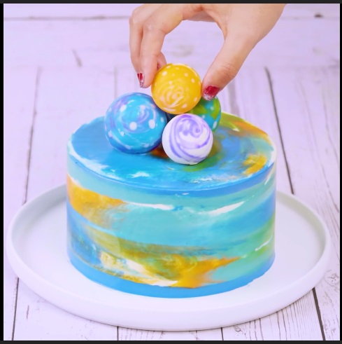 The Rainbow Marble Surprise  - DIY Cake