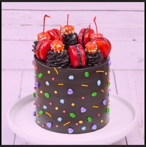 The Red Macaron And Rich Ganache - DIY Cake
