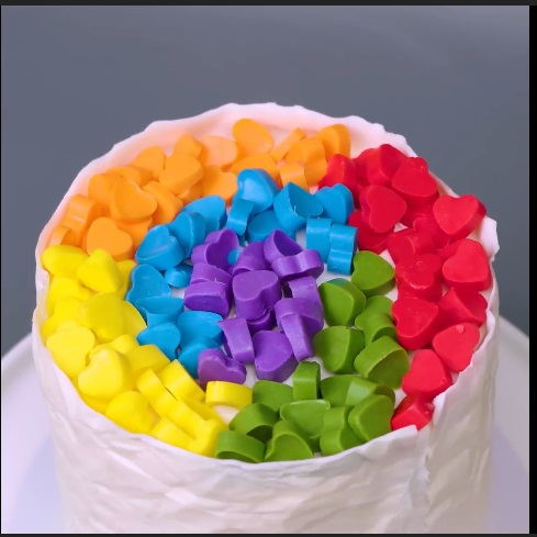 The Rainbow Hearts in a PaperBag  - DIY Cake