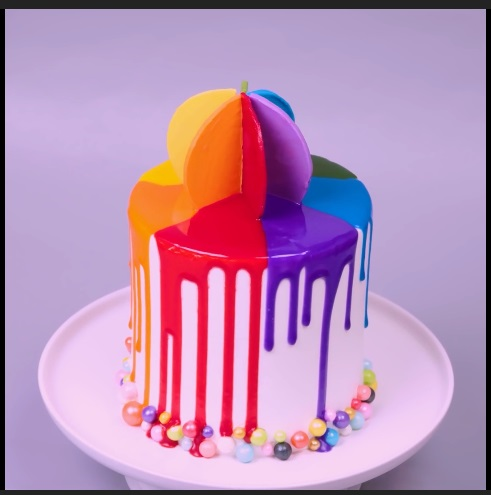 The Dripped Rainbow Surprise   - DIY Cake