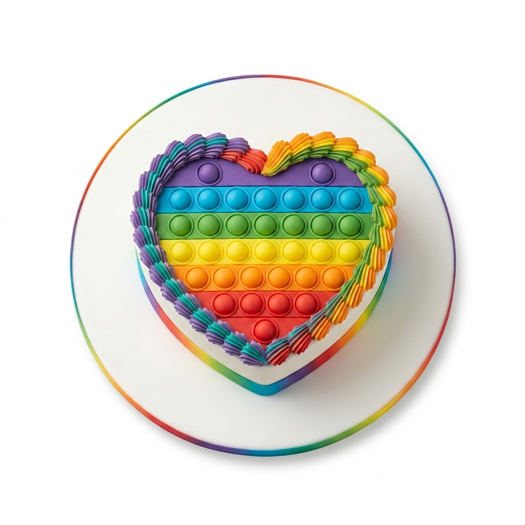 Pop It Rainbow Heart Birthday Cake
