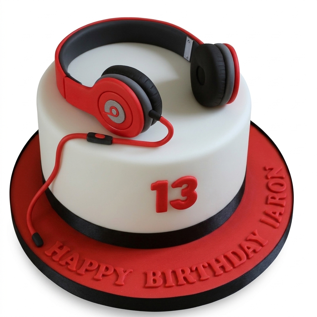 Headphones Birthday Cake with Custom Age