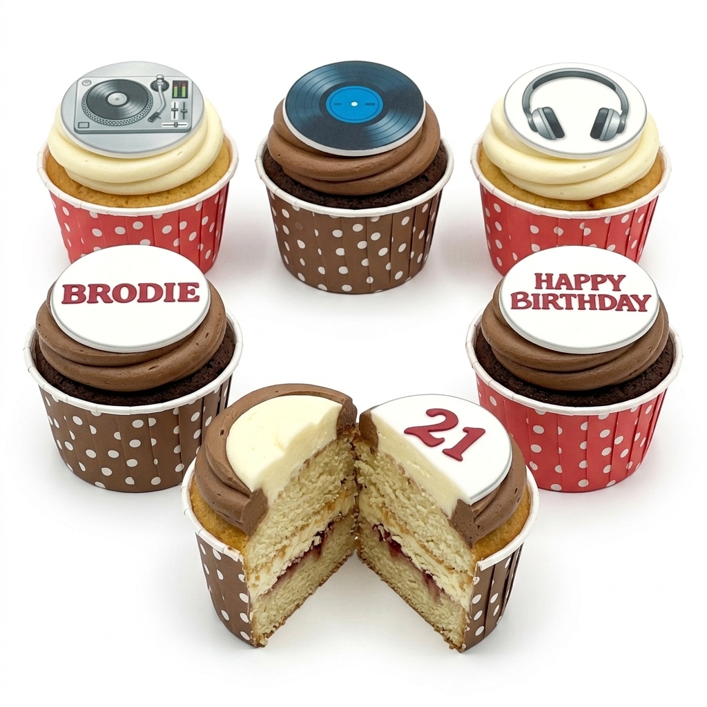 Music Theme Birthday Cupcakes with Custom Toppers