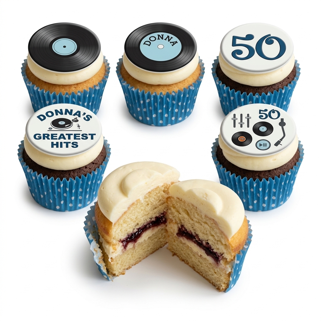 Music Theme Birthday Cupcakes with Custom Age Toppers