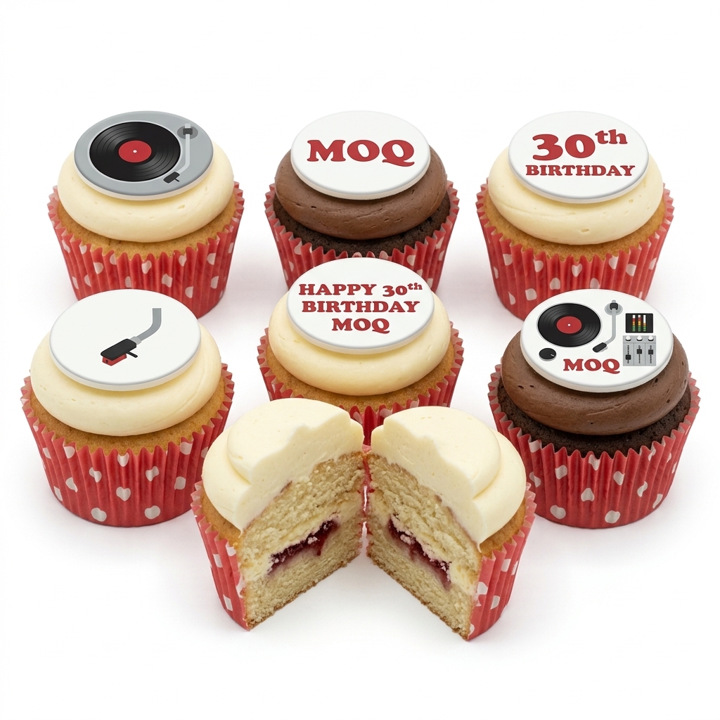 DJ Music Birthday Cupcakes with Custom Toppers