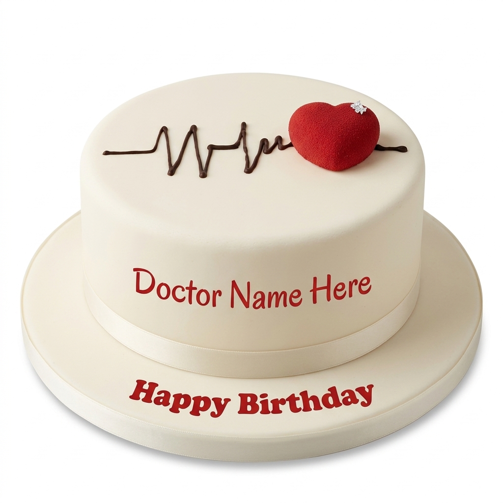 Doctor Birthday Cake with Heartbeat Design