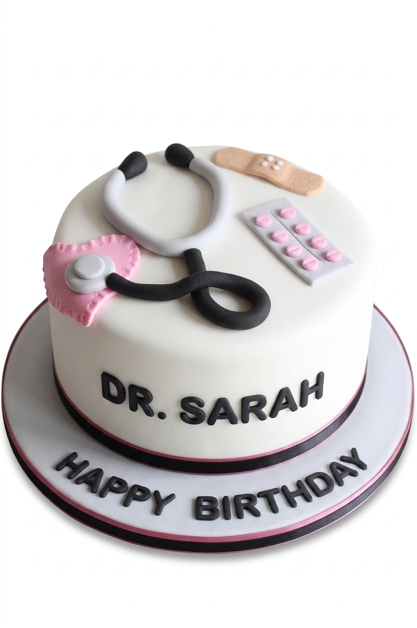 Doctor Theme Birthday Cake for Her