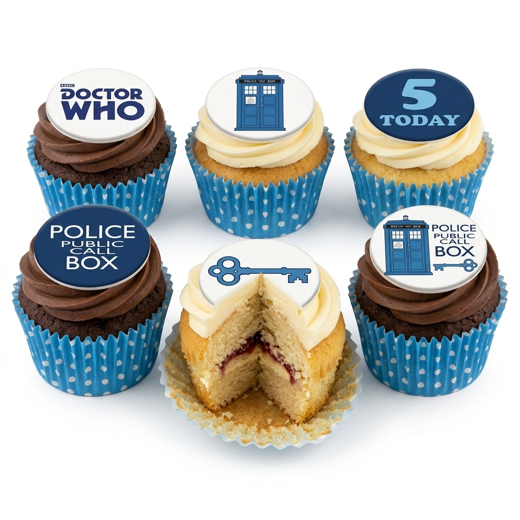 Doctor Who Birthday Cupcakes with Custom Age Topper