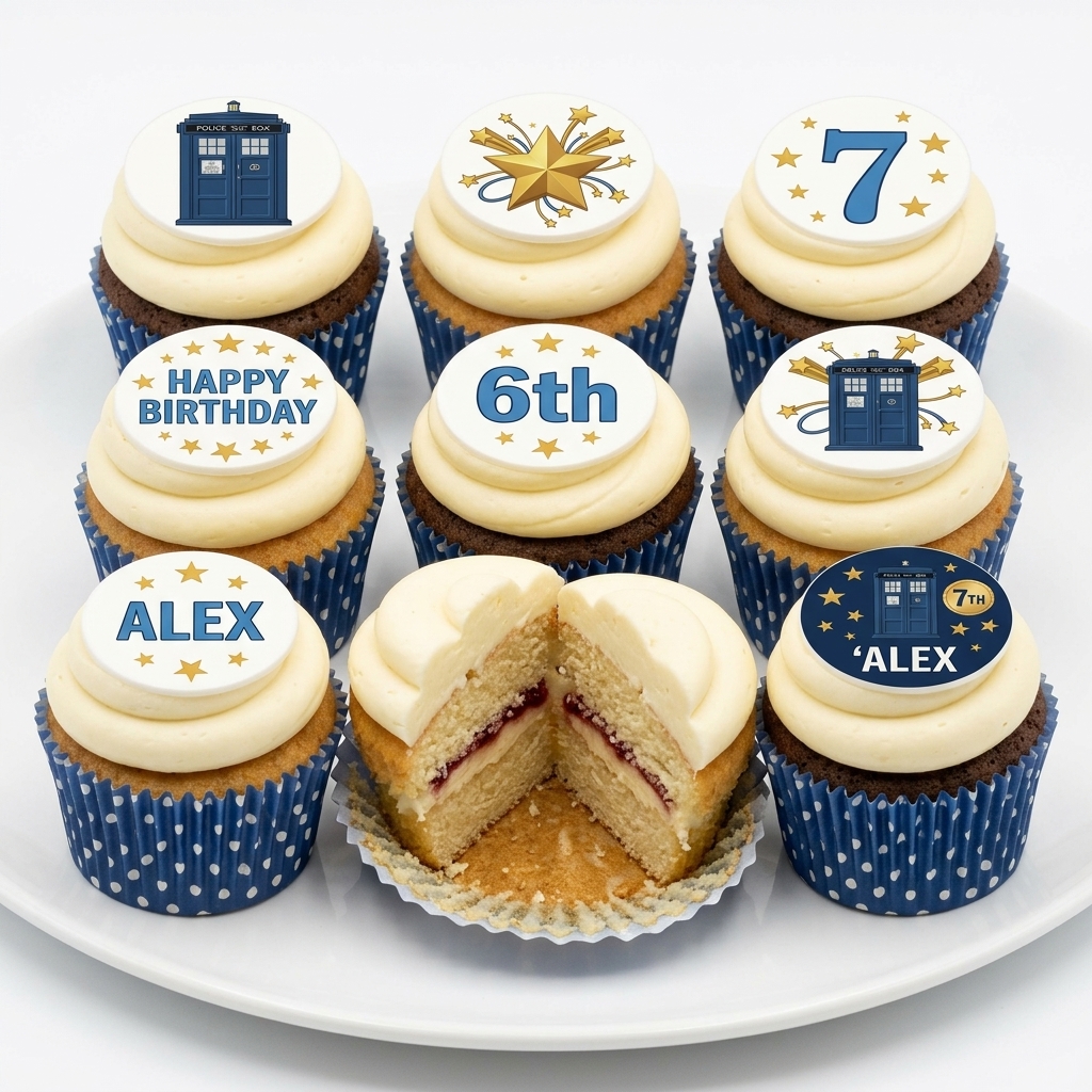 Doctor Who TARDIS Birthday Cupcakes with Custom Age