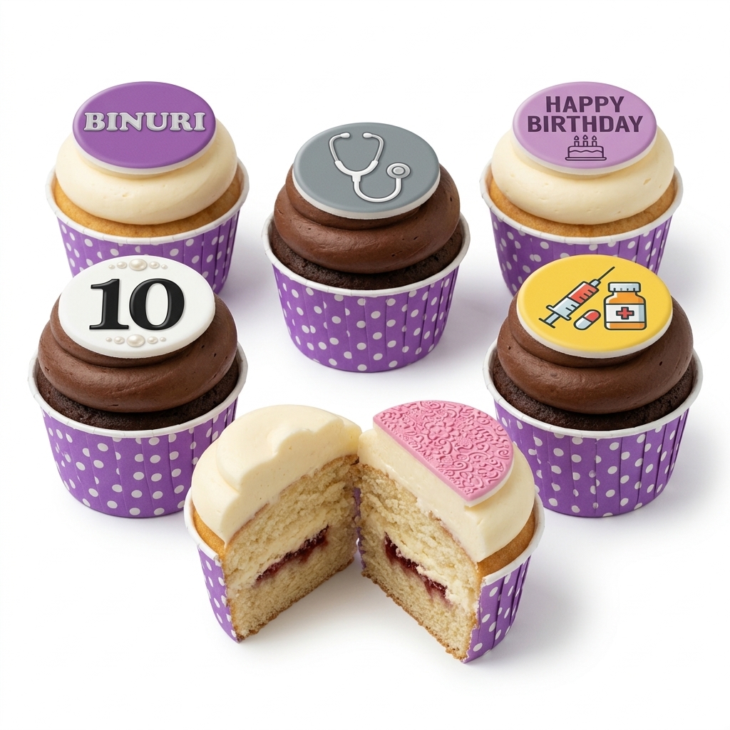 Medical Theme Birthday Cupcakes with Custom Toppers