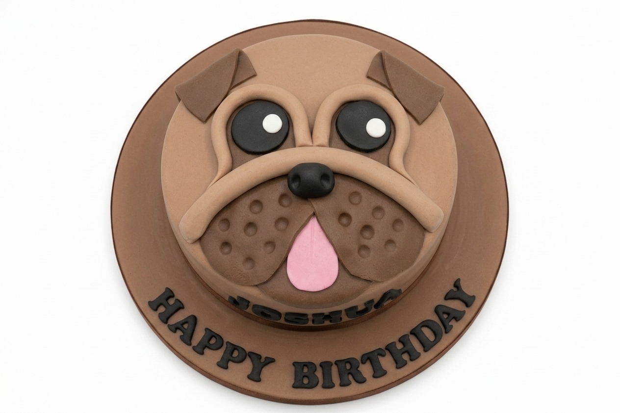 Cute Pug Dog Birthday Cake