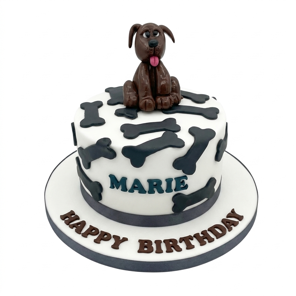 Dog Theme Birthday Cake with Personalised Name