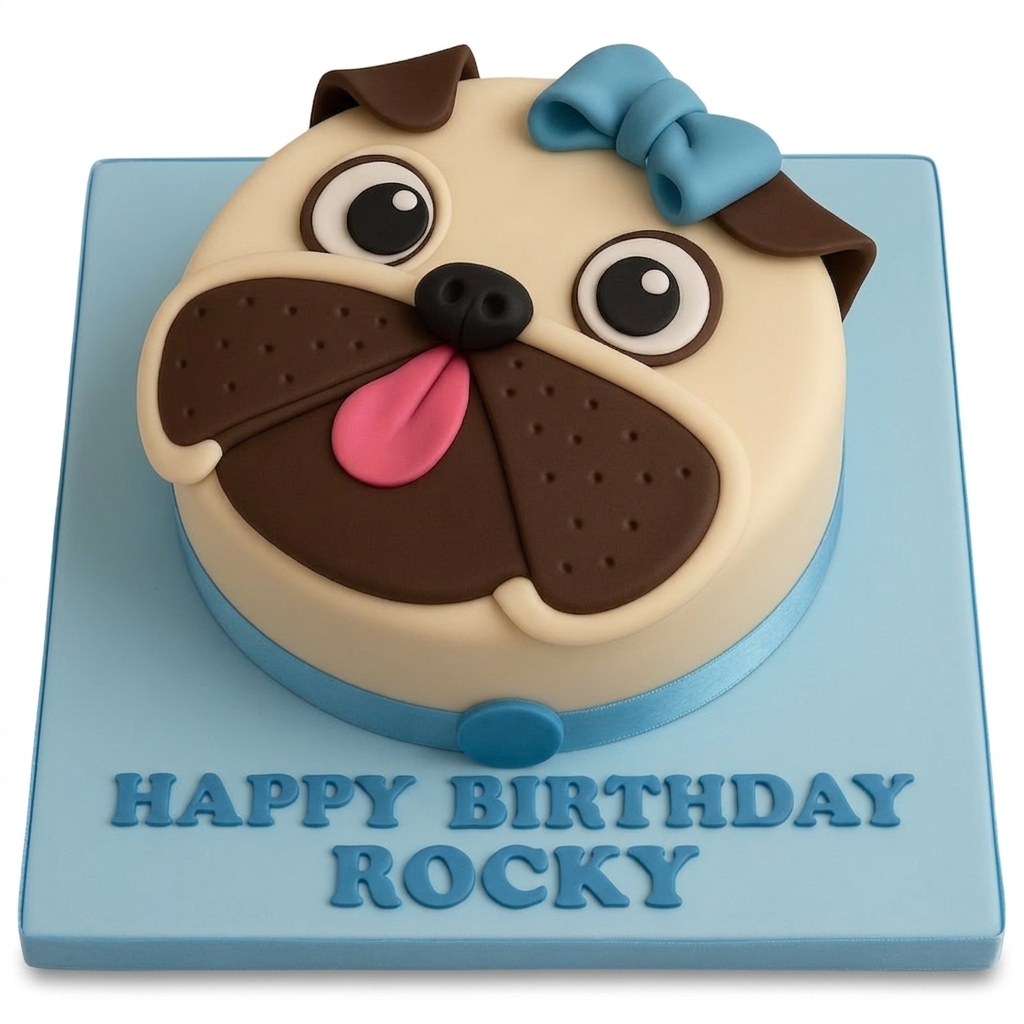 Pug Dog Birthday Cake