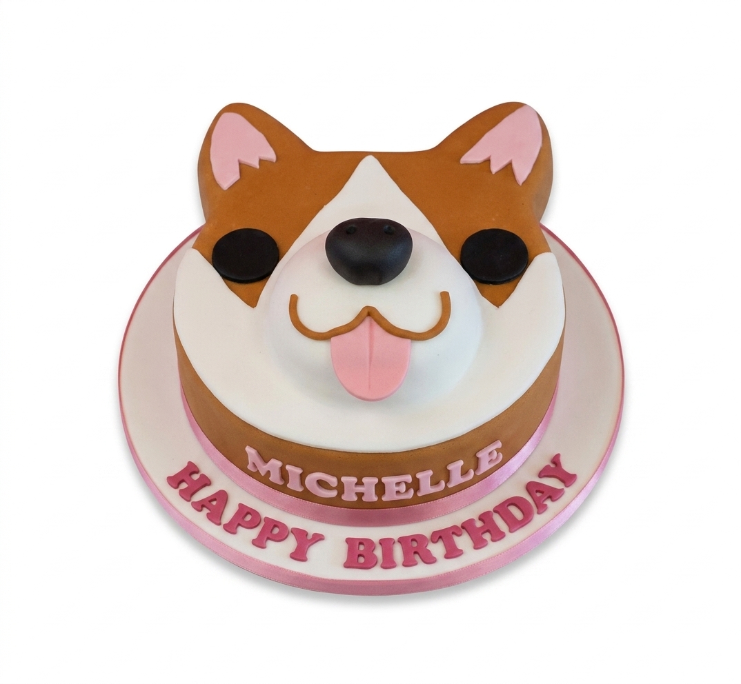 Cute Corgi Dog Birthday Cake