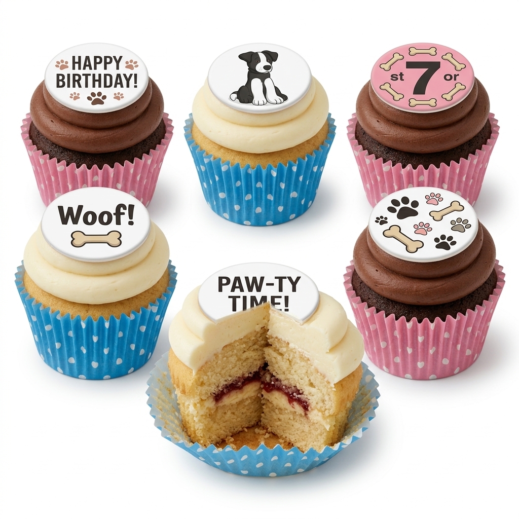 Dog Theme Birthday Cupcakes with Custom Age