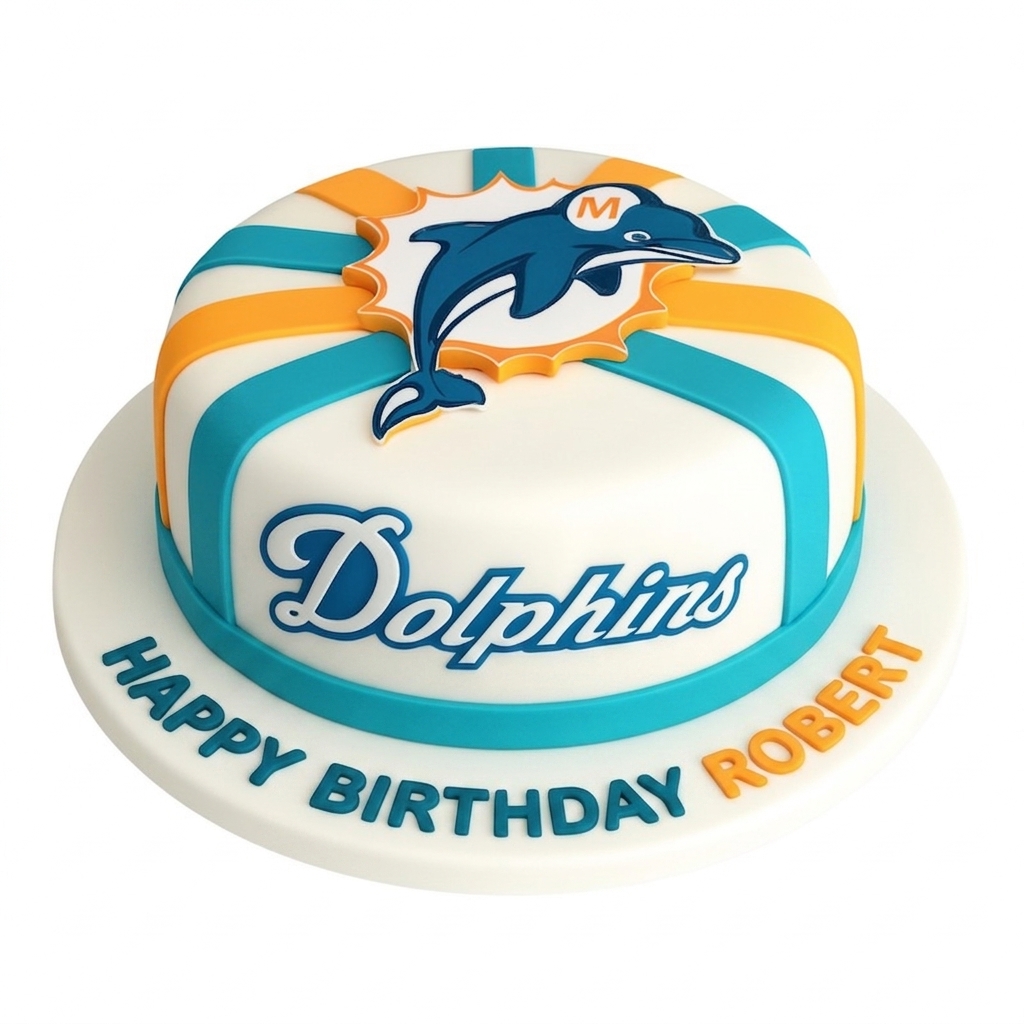 Dolphins Football Theme Birthday Cake