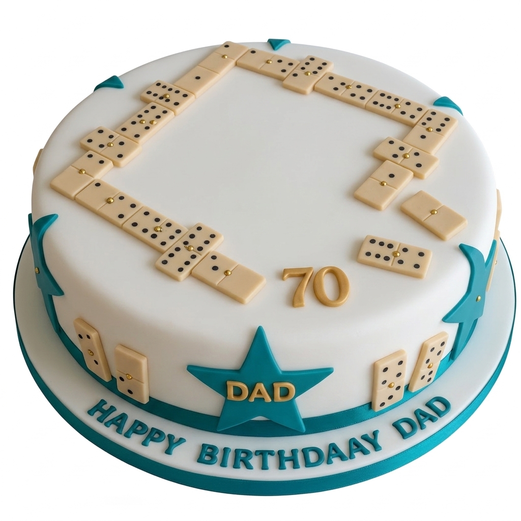 Dominoes Theme Birthday Cake with Custom Age