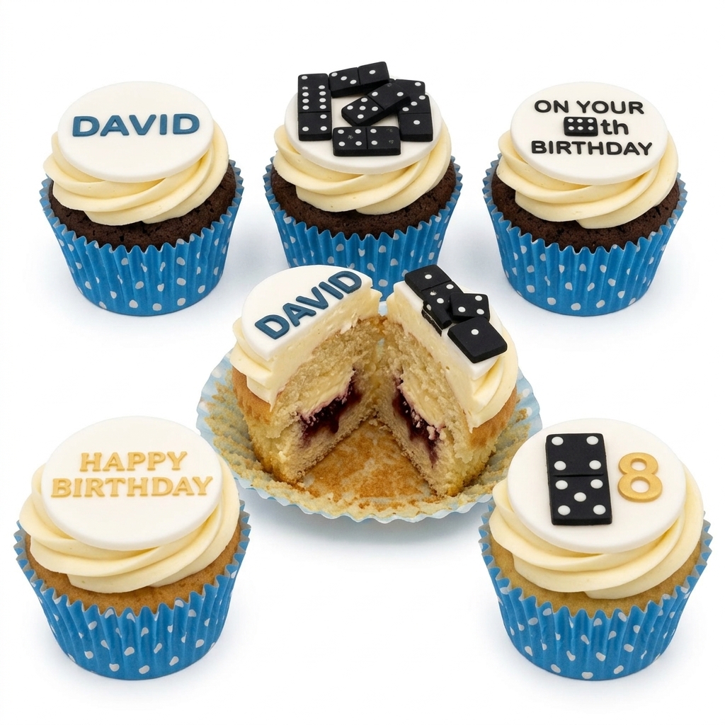 Dominoes Birthday Cupcakes | Custom Age & Name