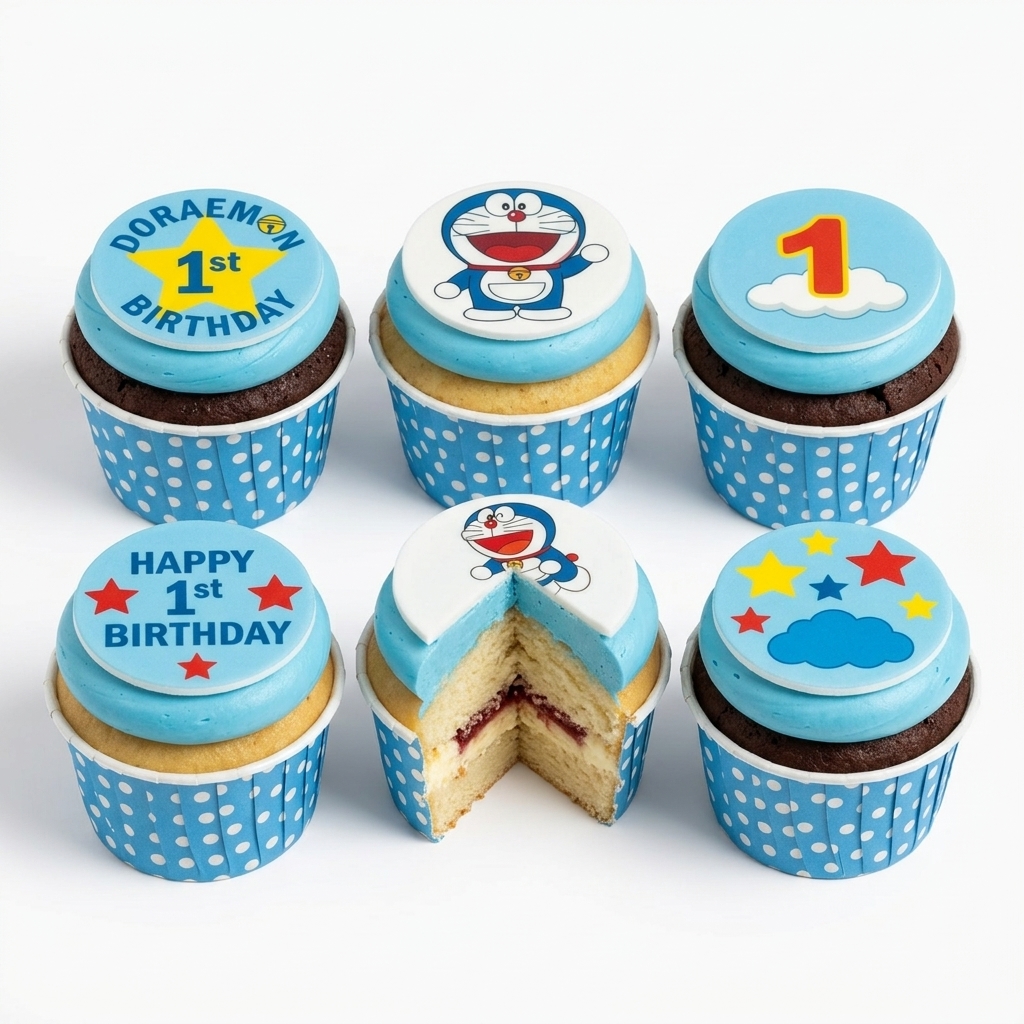 Doraemon 1st Birthday Cupcakes