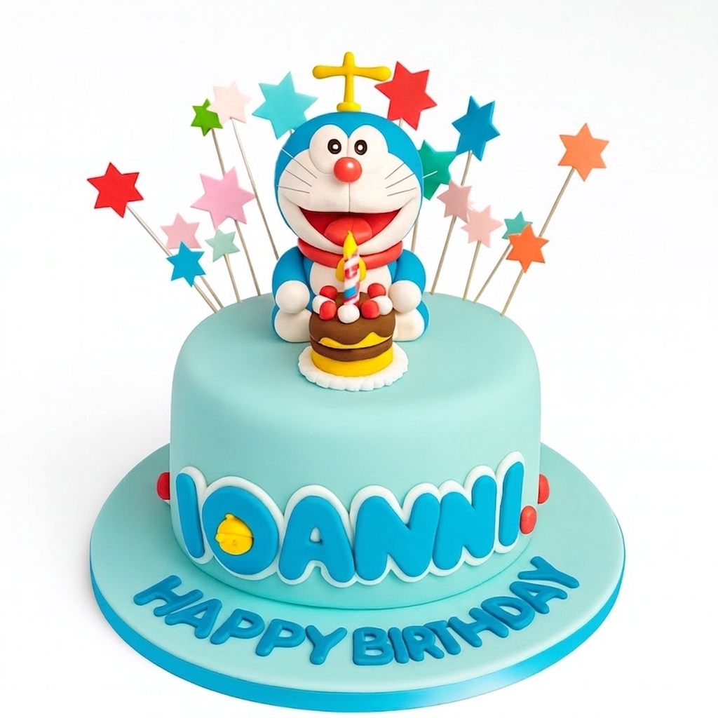 Doraemon Kids Birthday Cake with Personalised Name