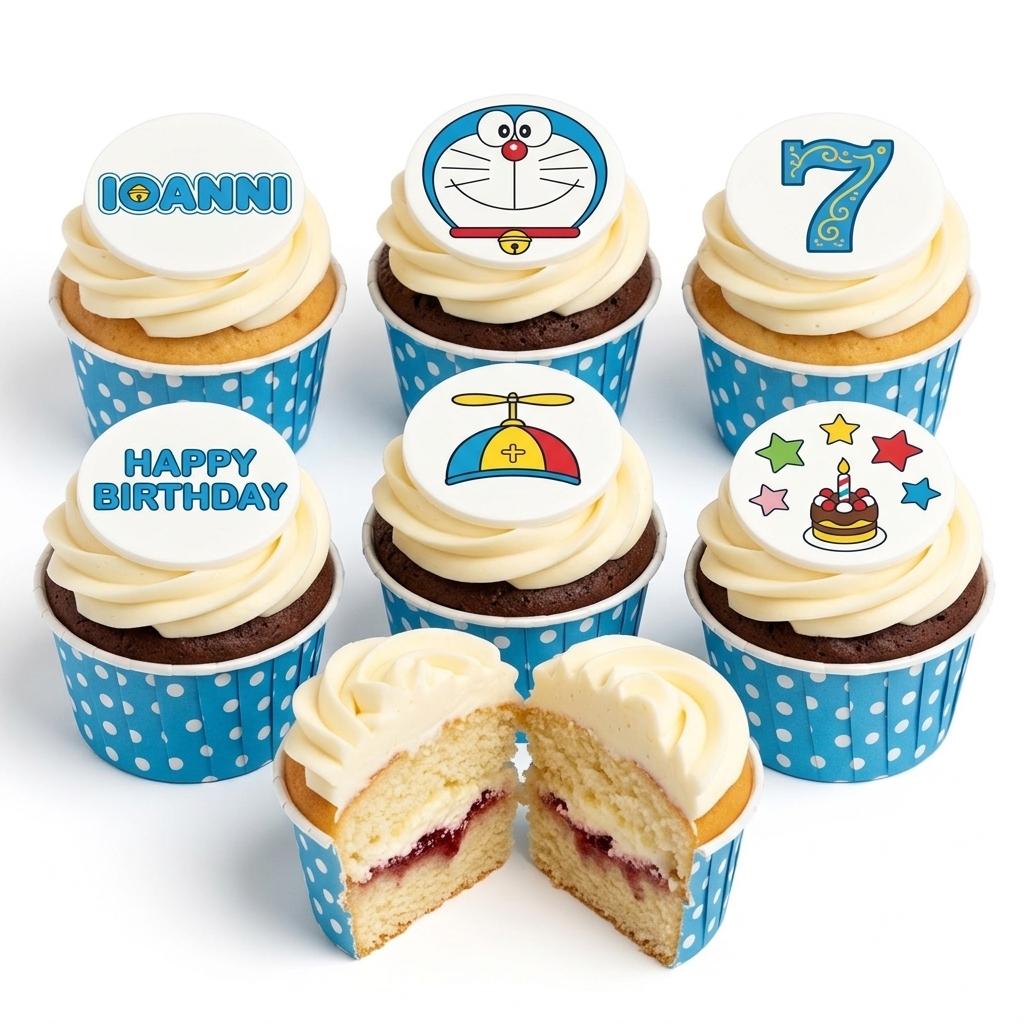 Doraemon Birthday Cupcakes with Custom Age