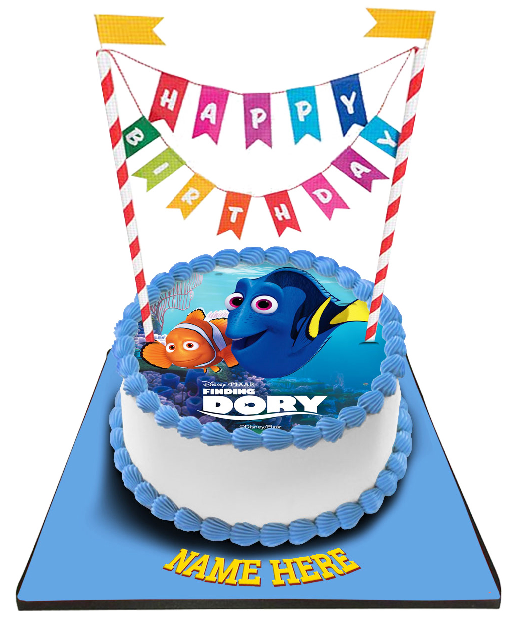 Dory Cake with Happy Birthday Bunting