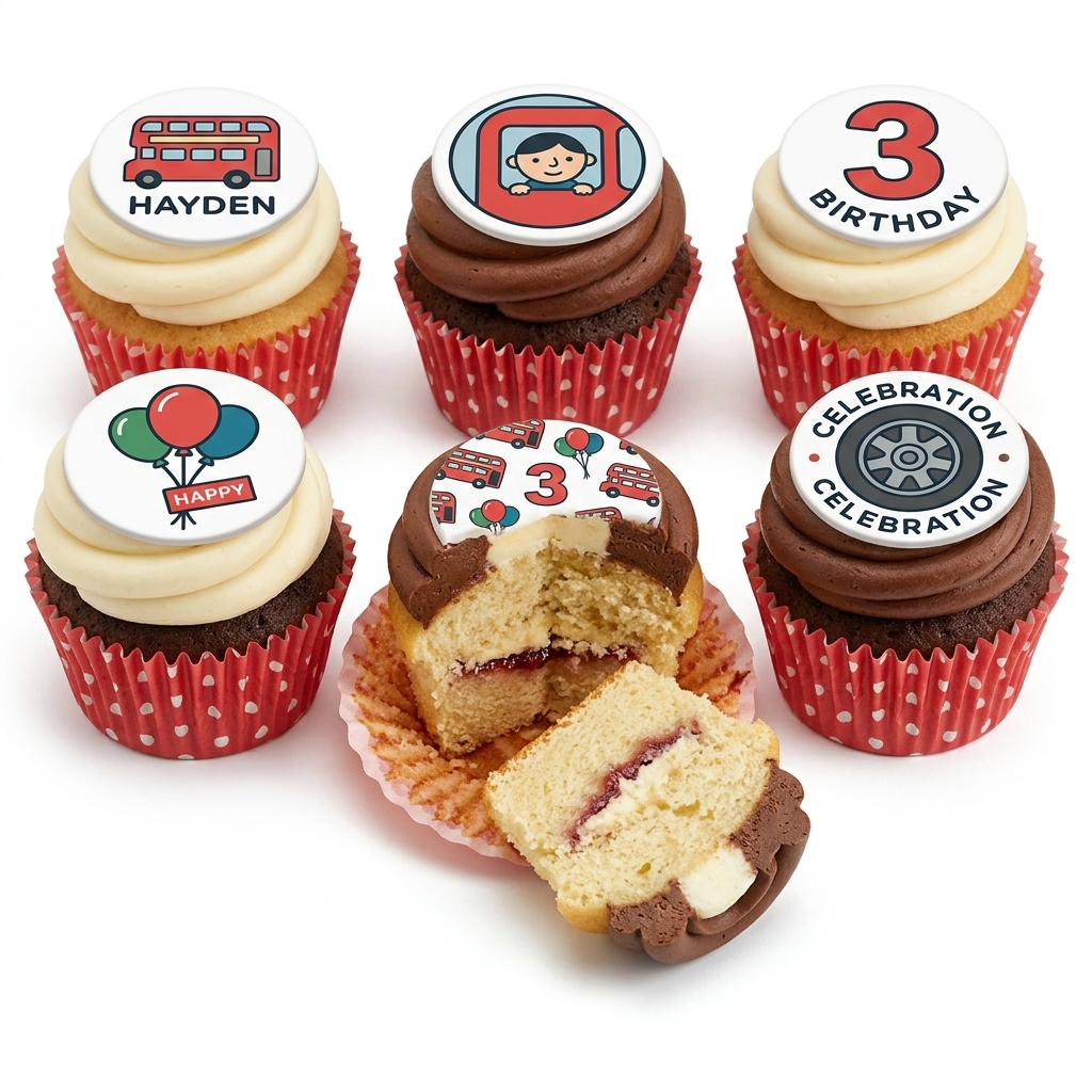 London Bus Kids Birthday Cupcakes
