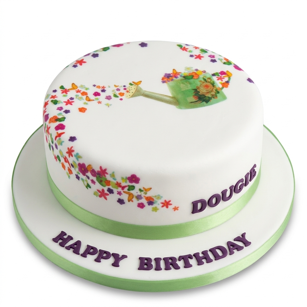 Floral Watering Can Birthday Cake