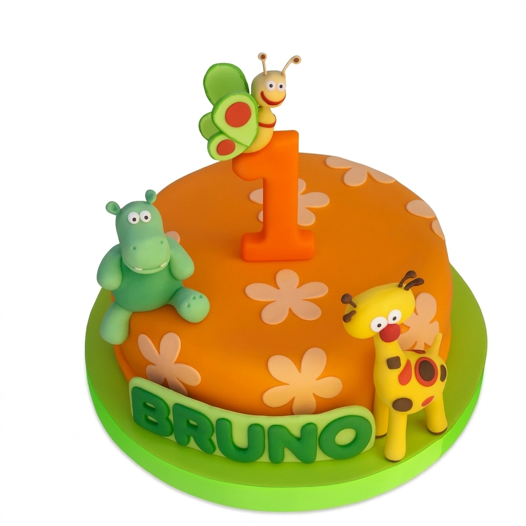 Animal Theme 1st Birthday Cake