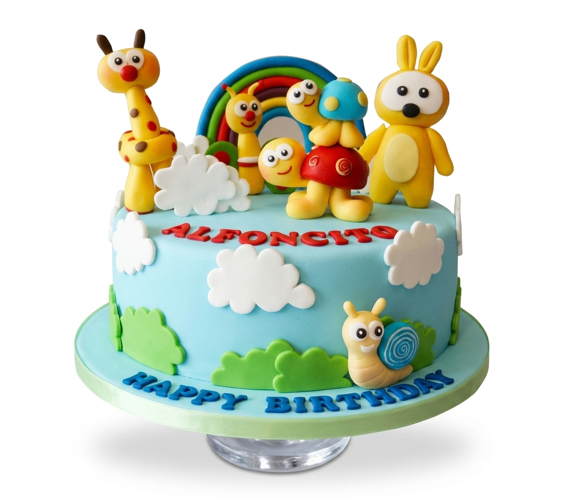 Friendly Animal Theme Kids Birthday Cake