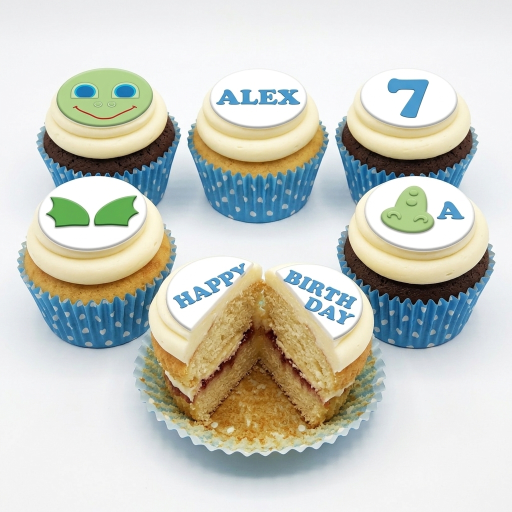 Monster Theme Kids Birthday Cupcakes